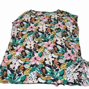 Lane Bryant Black, Green, Pink Floral‎ Sleeveless Top - Size 26/28